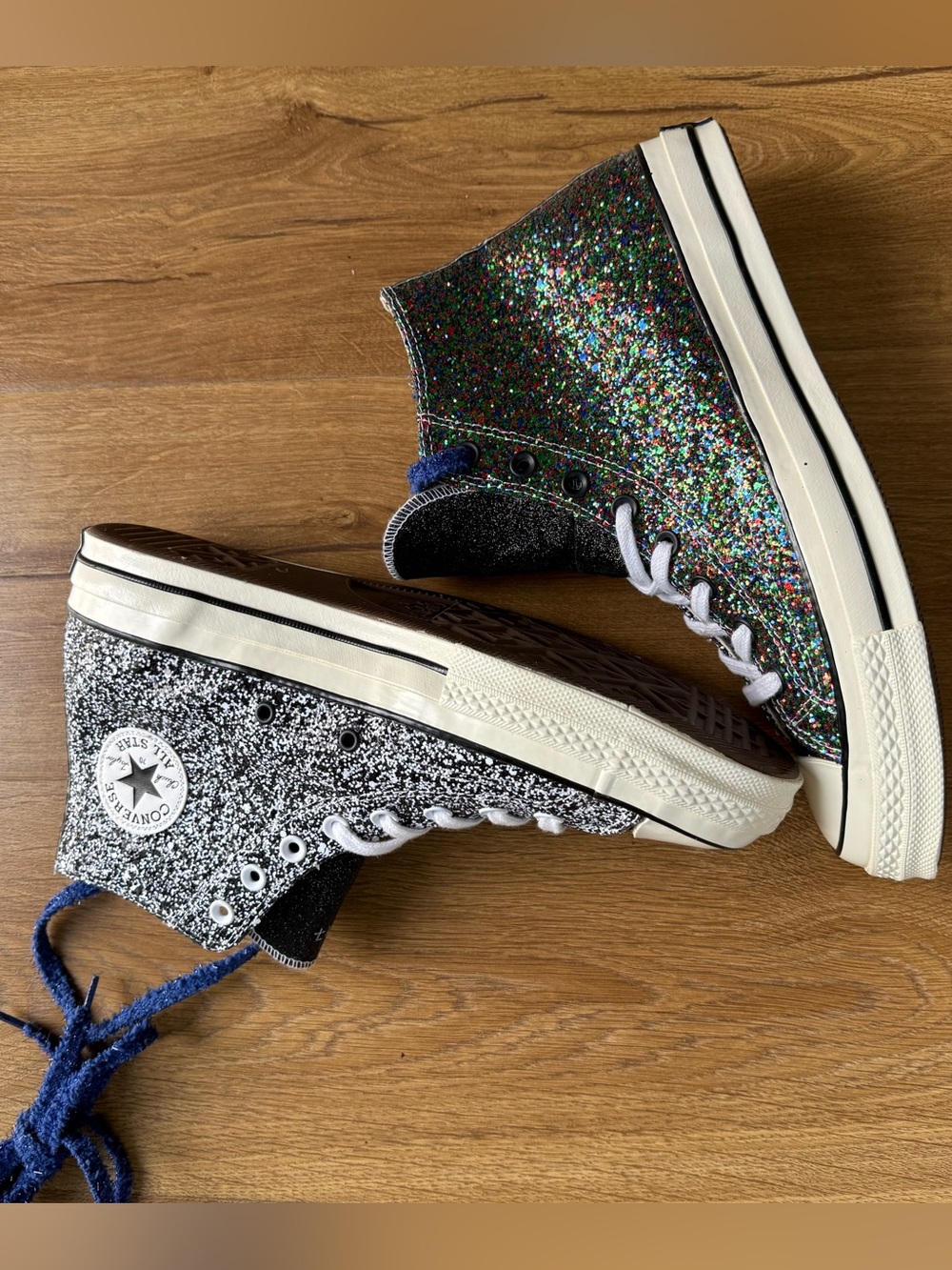 NEW  Converse x JW Anderson Glitter Chuck 70 High Top Sneakers Disco Ball 2 Tone